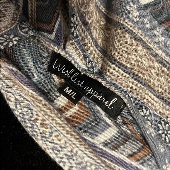 WISHLIST APPAREL SWEET TONES BLUE & TAN DESIGN ANGEL WING WRAP SHAWL KIMONO - Picture 7 of 8